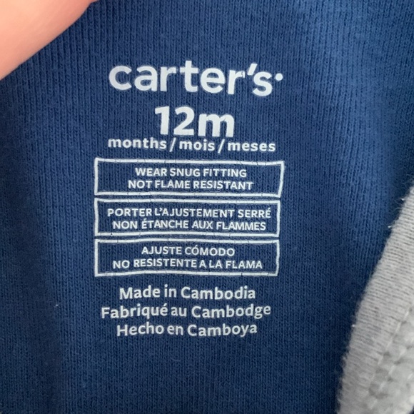 🍊5/$25 Carter's Blue and Gray Checkered Footie Pajama size 12m - Picture 6 of 7